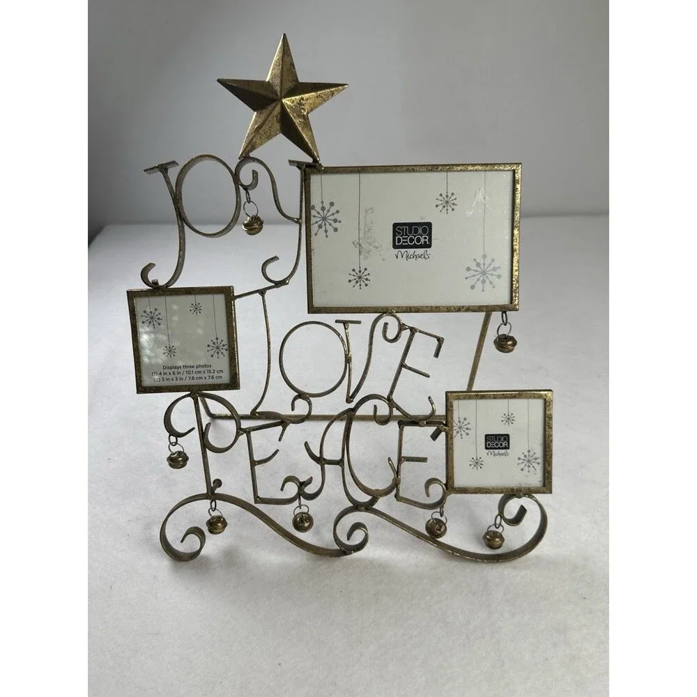 Studio Décor Joy Love Peace tabletop photo frame Christmas‎ Holiday Decor Accent